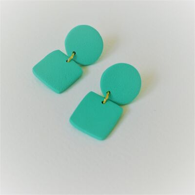 Geometric Square Creamy Green Modern Dangle Earrings