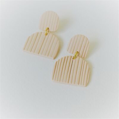 Modern Arch Light Beige Dangle Earrings