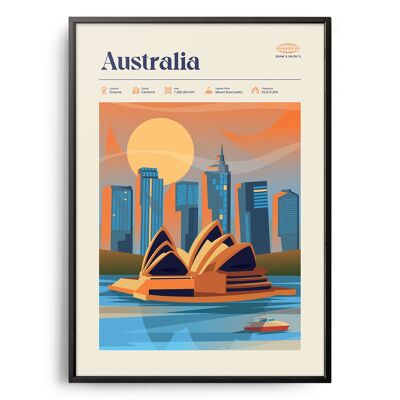 Mid-century modern Australia retro travel poster