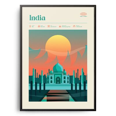 Mid-century modern India retro travel poster