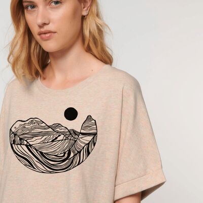Coyote Buttes Camiseta de manga enrollada de algodón orgánico Mujer