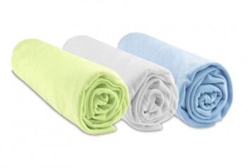 Lot de 3 Draps housse Bambou - 40x80 / 40x90 cm - Blanc-Ciel-Anis