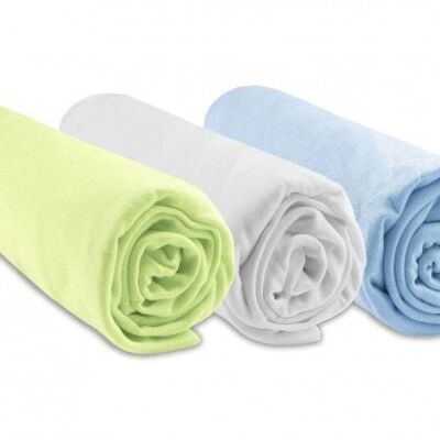 Set of 3 Bamboo fitted sheets - 60x120 cm - Anis-Blanc-Ciel