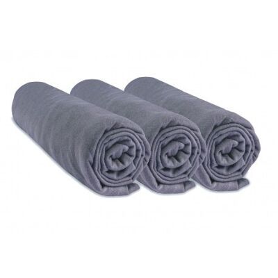 Lot de 3 Draps housse Jersey 100% Coton - 70x140 cm - Gris