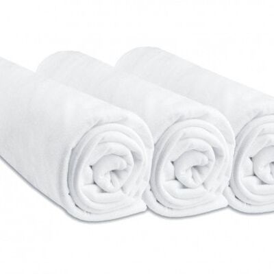 Set di 3 lenzuola con angoli in jersey di cotone 100% - 70x160cm - Bianco