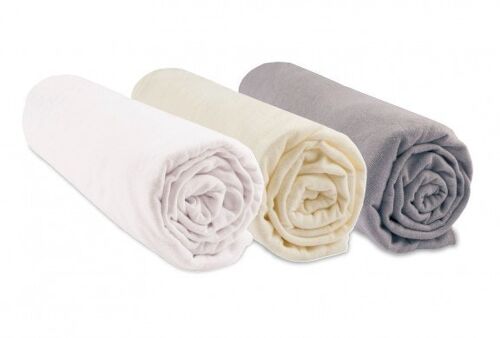 Lot de 3 Draps housse 100% Coton Bio - 40x80 / 40x90 cm - Noisette-Blanc-Écru