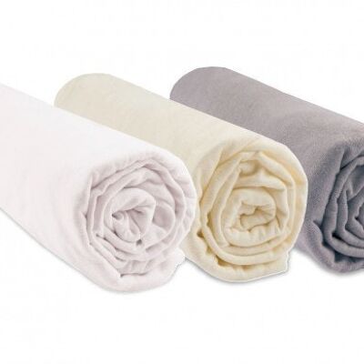 Set of 3 100% Organic Cotton Fitted Sheets - 70x140cm - White