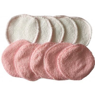 Set of 10 bamboo make-up removal discs, color - pink-white