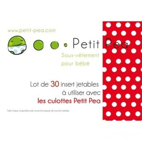 Lot de 30 inserts jetables Petit Pea, 10x34 cm