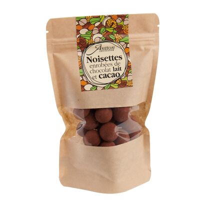 Bolsa de avellanas bañadas en chocolate con leche, 130 g