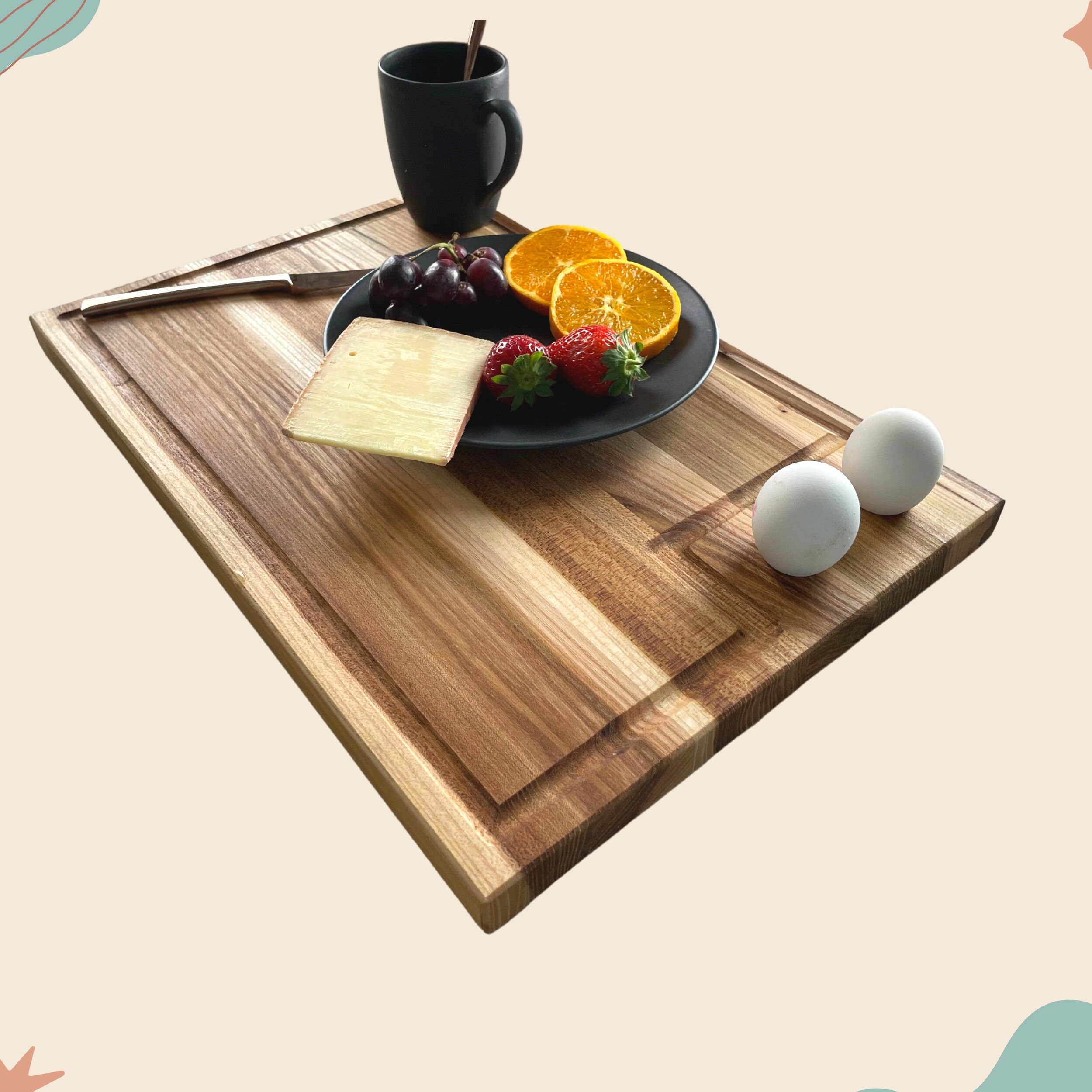 Waldsehnen - tagliere in legno di olmo con scanalatura per linfa - XL