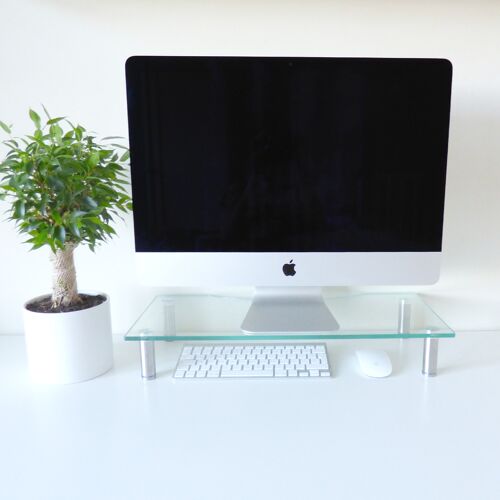 Adjustable Monitor Stand Clear Glass - Extra Large | M&W