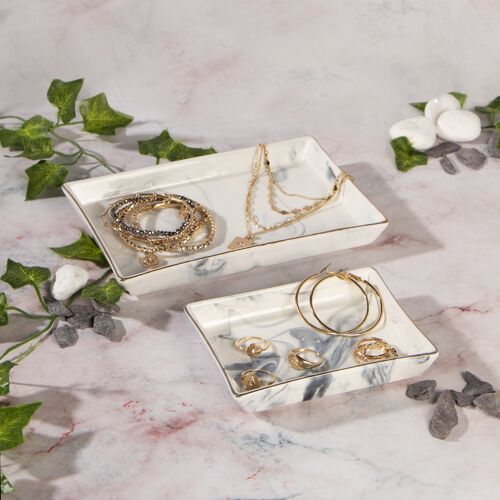 Ceramic Marble Jewellery Dishes - Set of 2 | M&W