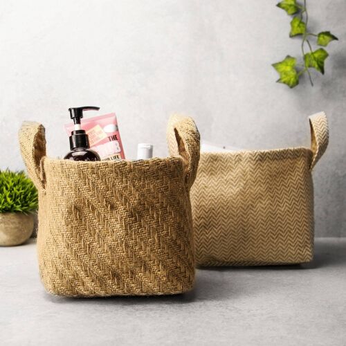 Cotton Jute Storage Baskets - Pack of 2 | M&W