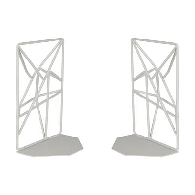 Geometric Bookends | Heavy Duty Non-Slip White | M&W