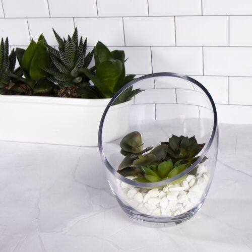 Glass Slant Cut Bubble Bowl Tall | M&W