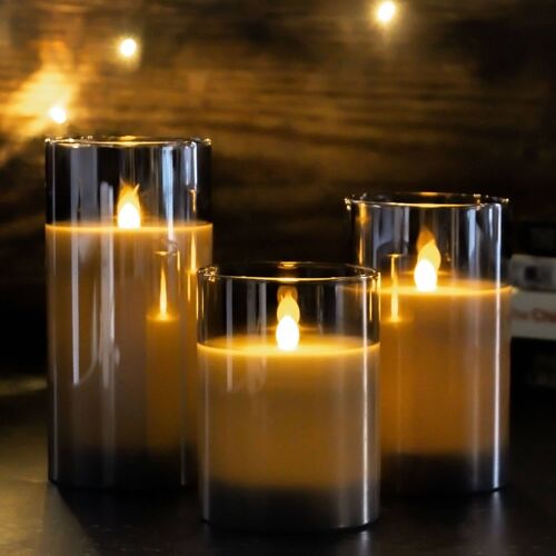 LED Candles - Set of 3 Grey  | M&W