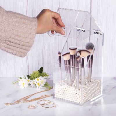 Makeup Brush Holder with Pearls | Pukkr