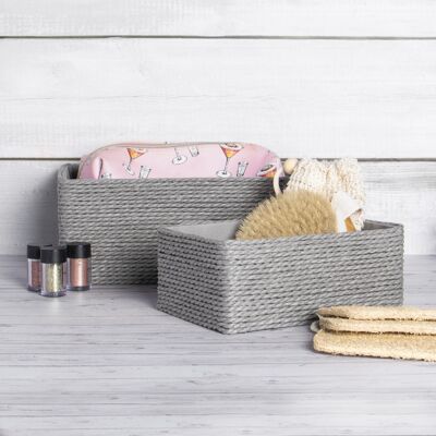 Paper & Cotton Closet Storage Boxes - Set of 4 Grey | M&W