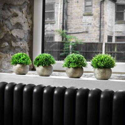 Set Of 4 Grey Artificial Plant Pots | M&W