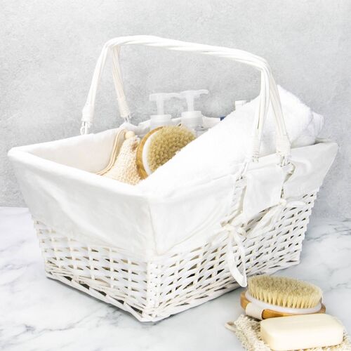 Willow Storage Basket with Cotton Lining White | M&W