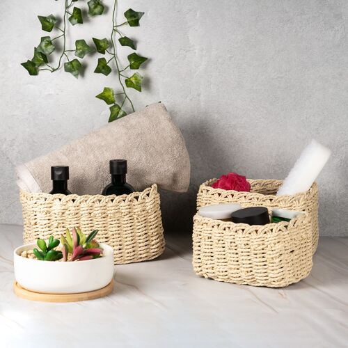 Woven Rope Storage Baskets - Set of 3 Natural | M&W