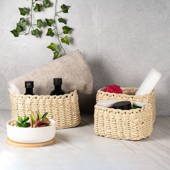 Paniers de rangement en corde tressée - Lot de 3 Naturel | M&W 1