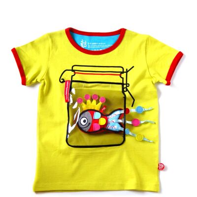Gelbes Flaschen-T-Shirt + Fischspielzeug