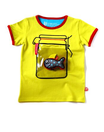 T-shirt bouteille jaune + jouet poisson 6