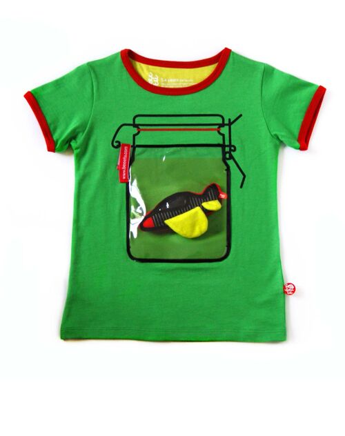 Camiseta frasco verde + juguete avión