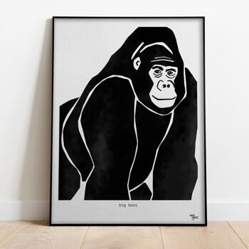 Affiche 30 x 40 cm Gorille "Big boss" 1