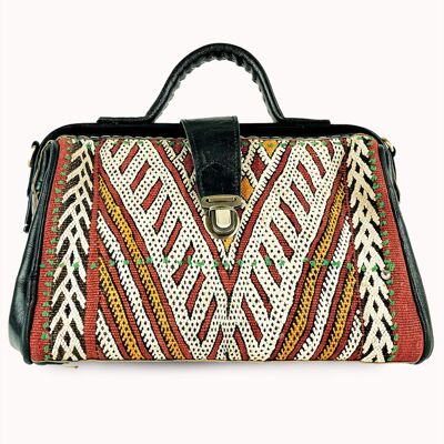 Leather Bag 'Petit Kilim' black