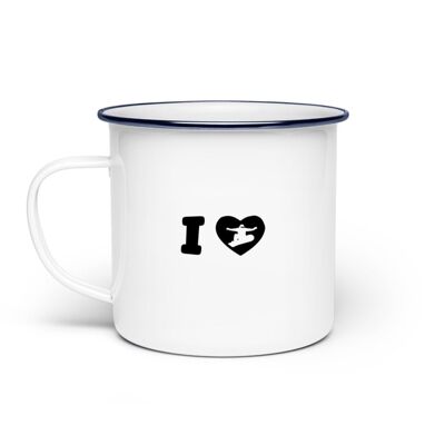 I Love Snowboard - Emaille Tasse