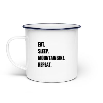 Eat Sleep Mountainbike Repeat - Emaille Tasse