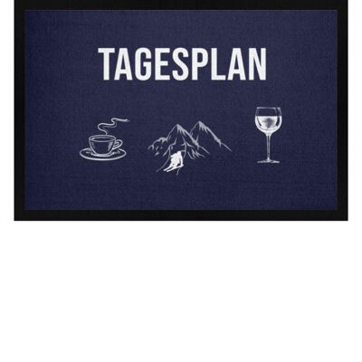 Tagesplan Kaffee, Ski und Wein - Fußmatte mit Gummirand - navy