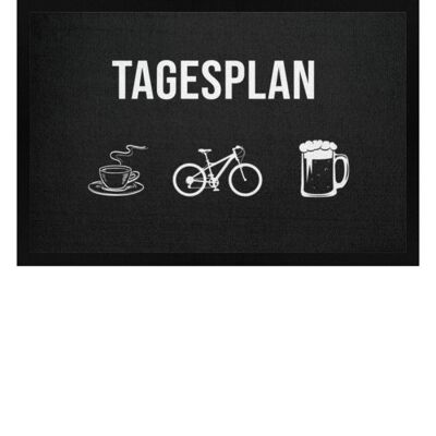 Tagesplan Kaffee, Fahrrad und Bier - Fußmatte mit Gummirand - schwarz