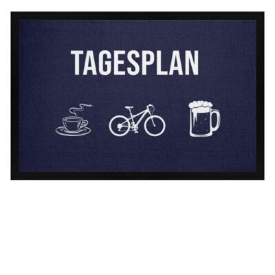 Tagesplan Kaffee, Fahrrad und Bier - Fußmatte mit Gummirand - navy