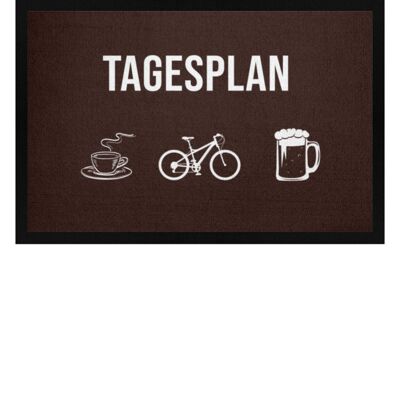Tagesplan Kaffee, Fahrrad und Bier - Fußmatte mit Gummirand - braun