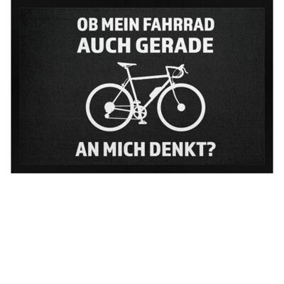 Ob mein Fahrrad gerade an mich denkt- Fußmatte mit Gummirand - schwarz