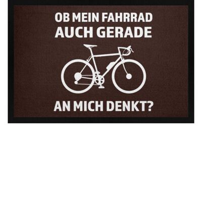 Ob mein Fahrrad gerade an mich denkt- Fußmatte mit Gummirand - braun