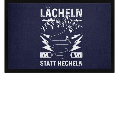 Lächeln statt hecheln - Fußmatte mit Gummirand - navy