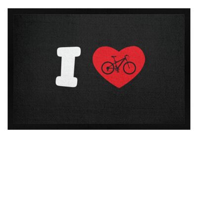 I Love Fahrrad - Fußmatte mit Gummirand - schwarz