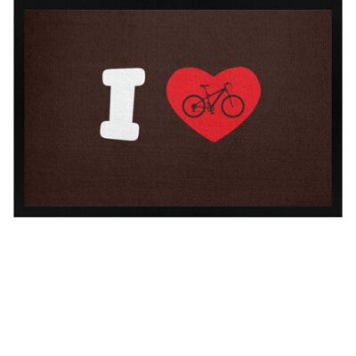I Love Fahrrad - Fußmatte mit Gummirand - braun