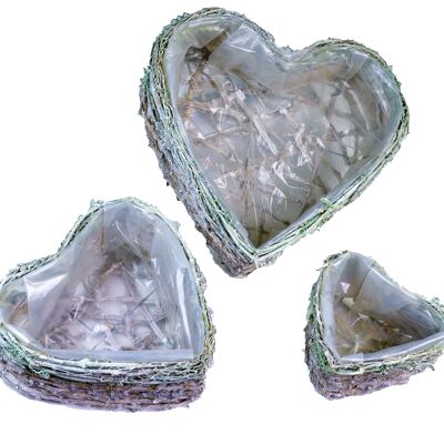 Edge juego de cestas para plantas verde claro / 3 en forma de corazón