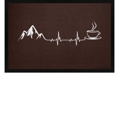 Herzschlag - Berge und Kaffee - Fußmatte mit Gummirand - braun