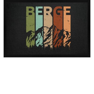 Berge - Vintage - Fußmatte mit Gummirand - schwarz