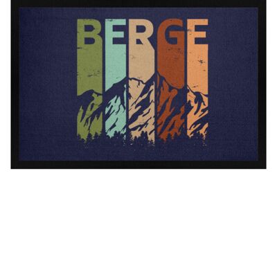 Berge - Vintage - Fußmatte mit Gummirand - navy