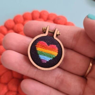 Rainbow Heart Charm Embroidery Kit