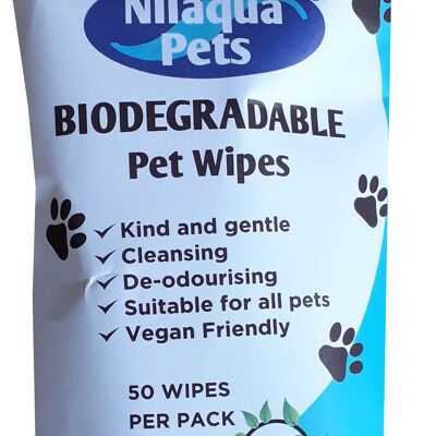 Nilaqua biologisch abbaubare Feuchttücher für Haustiere, 50 Stück