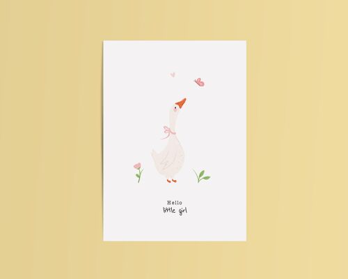 Card Goose Baby Girl Congratulations